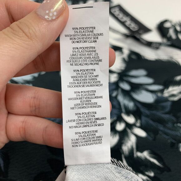 Boohoo Mini Dress Womens 8 Floral Print 3/4 Sleeves Pullover Stretch Boat Neck - Picture 9 of 13